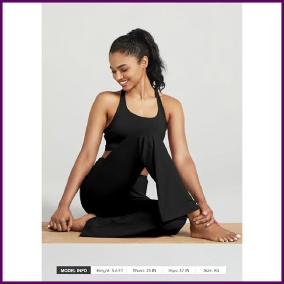 High Waist Flare Leggings with Pockets Tummy Control Yoga Pants - Picture 7 of 8